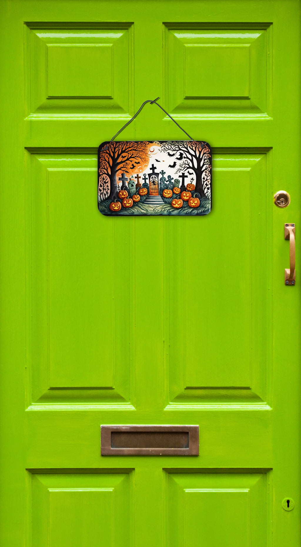Papel Picado Skeletons Spooky Halloween Wall or Door Hanging Prints Aluminum Metal Sign Kitchen Wall Bar Bathroom Plaque Home Decor, 8HX12W, Multicolor