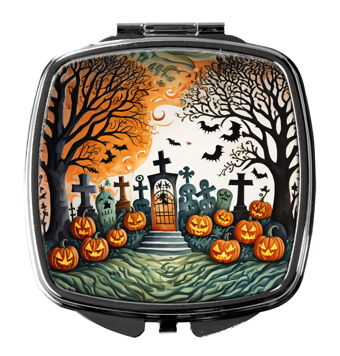 Papel Picado Skeletons Spooky Halloween Compact Mirror Decorative Travel Makeup Mirror for Women Girls Gifts Pocket Makeup Mirror Folding Handheld