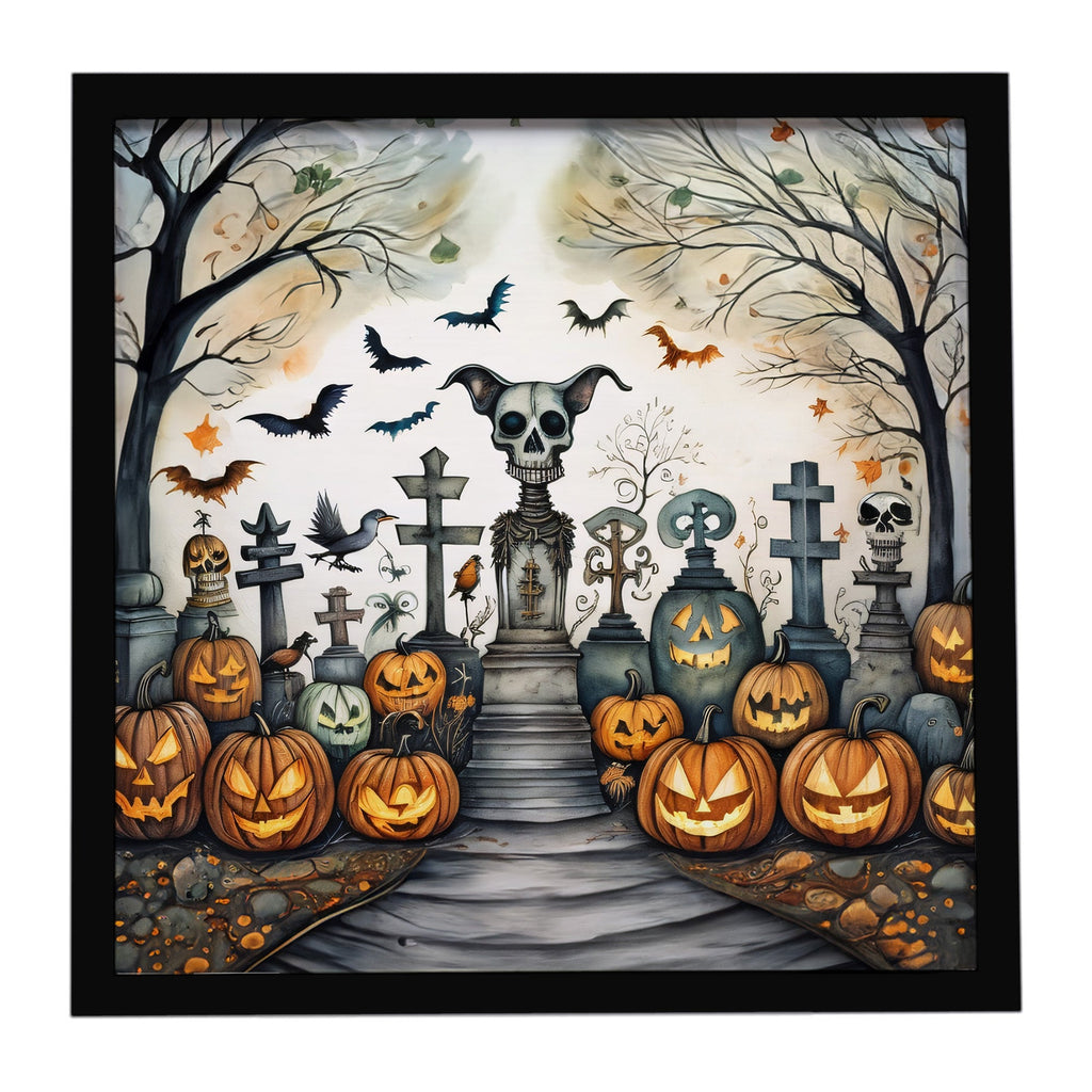 Pet Cemetery Spooky Halloween Framed Metal Print Bathroom, Kitchen, Office, Home Decor Wall Art Ready to Hang, Square, 8X8