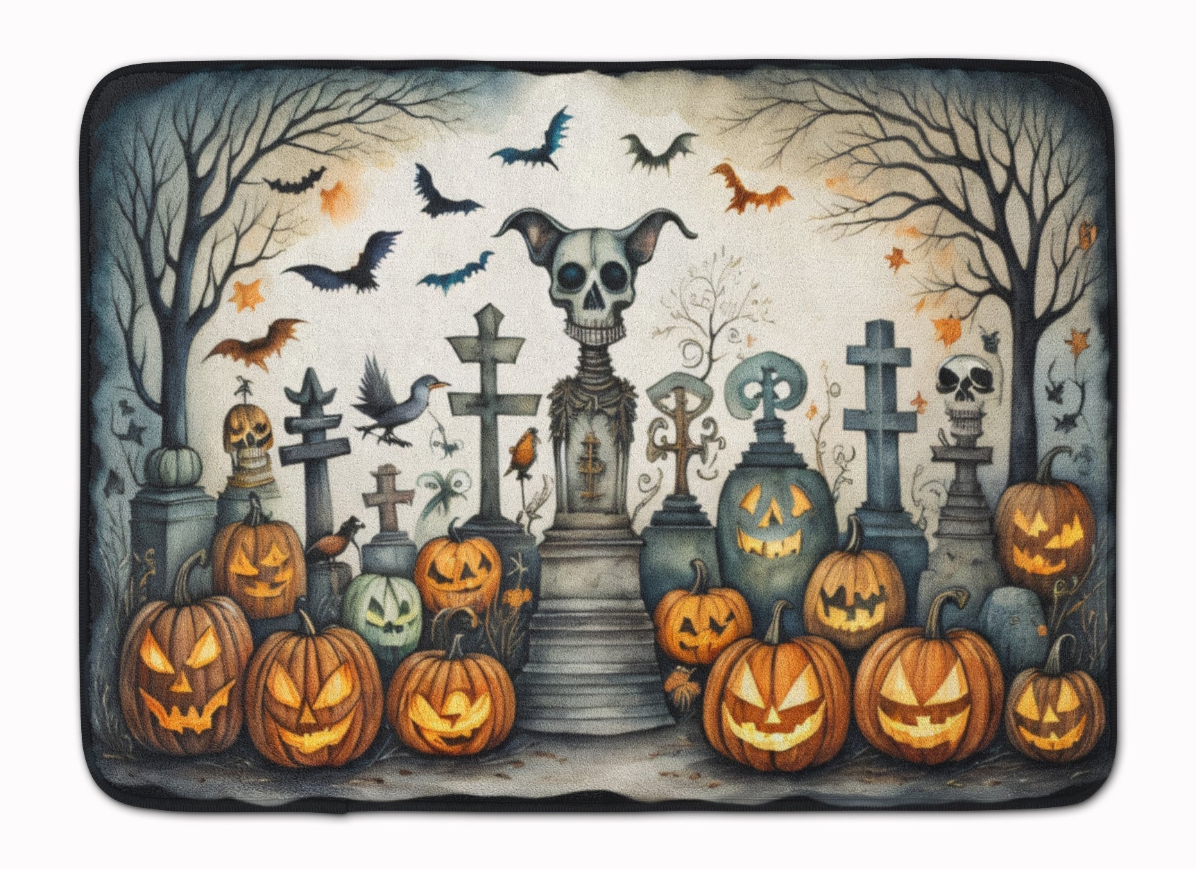 Pet Cemetery Spooky Halloween Memory Foam Kitchen Mat Machine Washable Anti-Fatigue Cushion Comfort Bath or Kitchen Rug