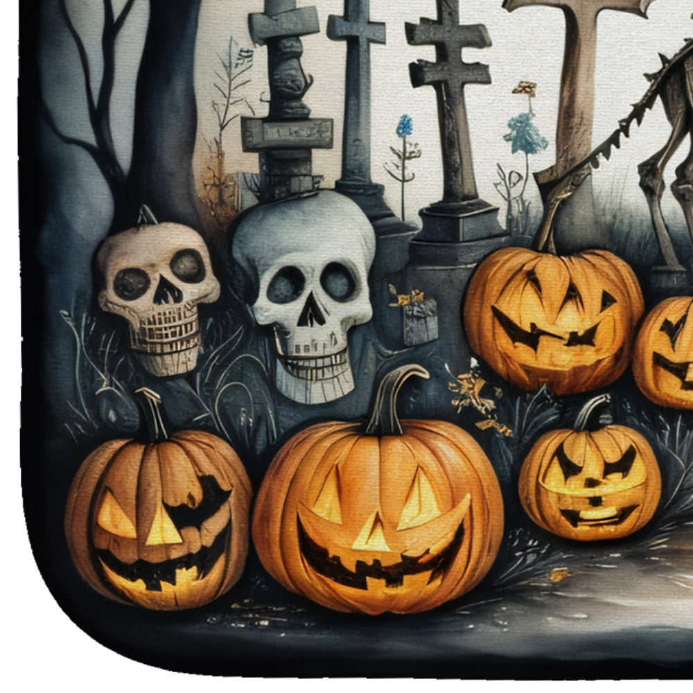 Pet Cemetery Spooky Halloween Dish Drying Mat Absorbent Dish Drying Mat Pad for Kitchen Counter Dish Drainer Mat for Countertop, 14 x 21", Multicolor