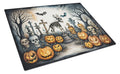 Pet Cemetery Spooky Halloween Cutting Board Tempered Glass Kitchen Cutting Surface, Heat Resistant Chopping, Non-Slip Feet, Food Prep & Serving
