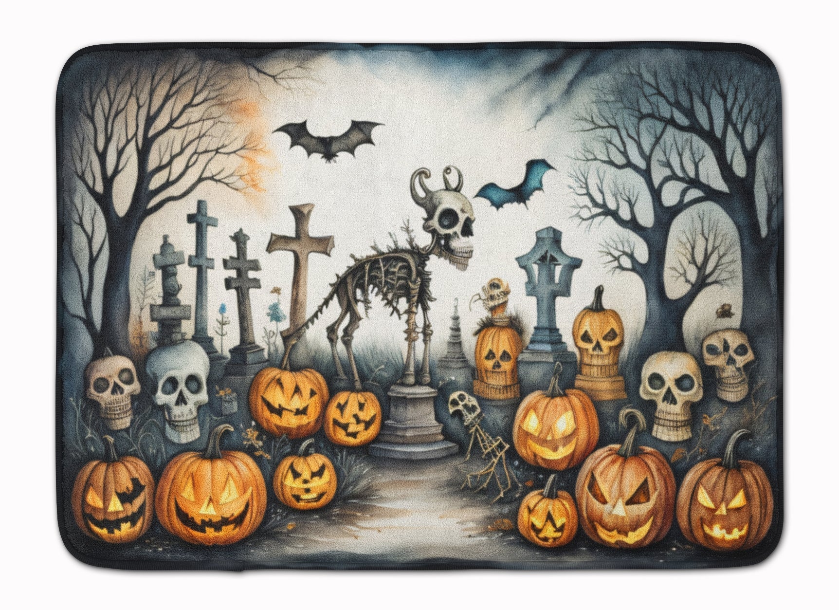 Pet Cemetery Spooky Halloween Memory Foam Kitchen Mat Machine Washable Anti-Fatigue Cushion Comfort Bath or Kitchen Rug