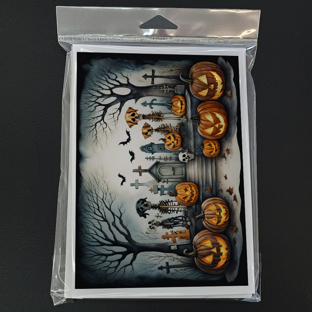 Pet Cemetery Spooky Halloween Greeting Cards Pack of 8 Blank Cards with Envelopes Whimsical A7 Size 5x7
