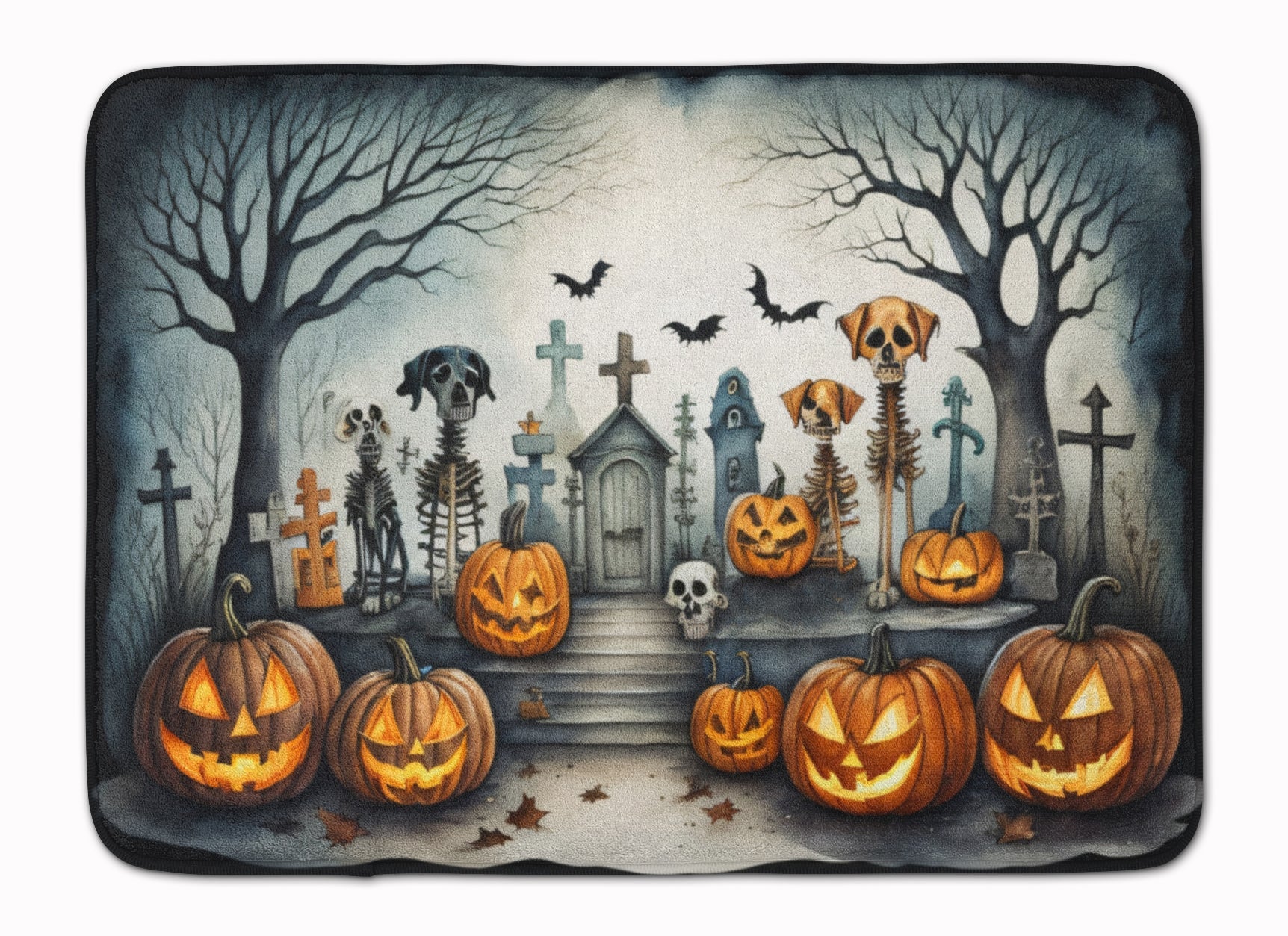 Pet Cemetery Spooky Halloween Memory Foam Kitchen Mat Machine Washable Anti-Fatigue Cushion Comfort Bath or Kitchen Rug