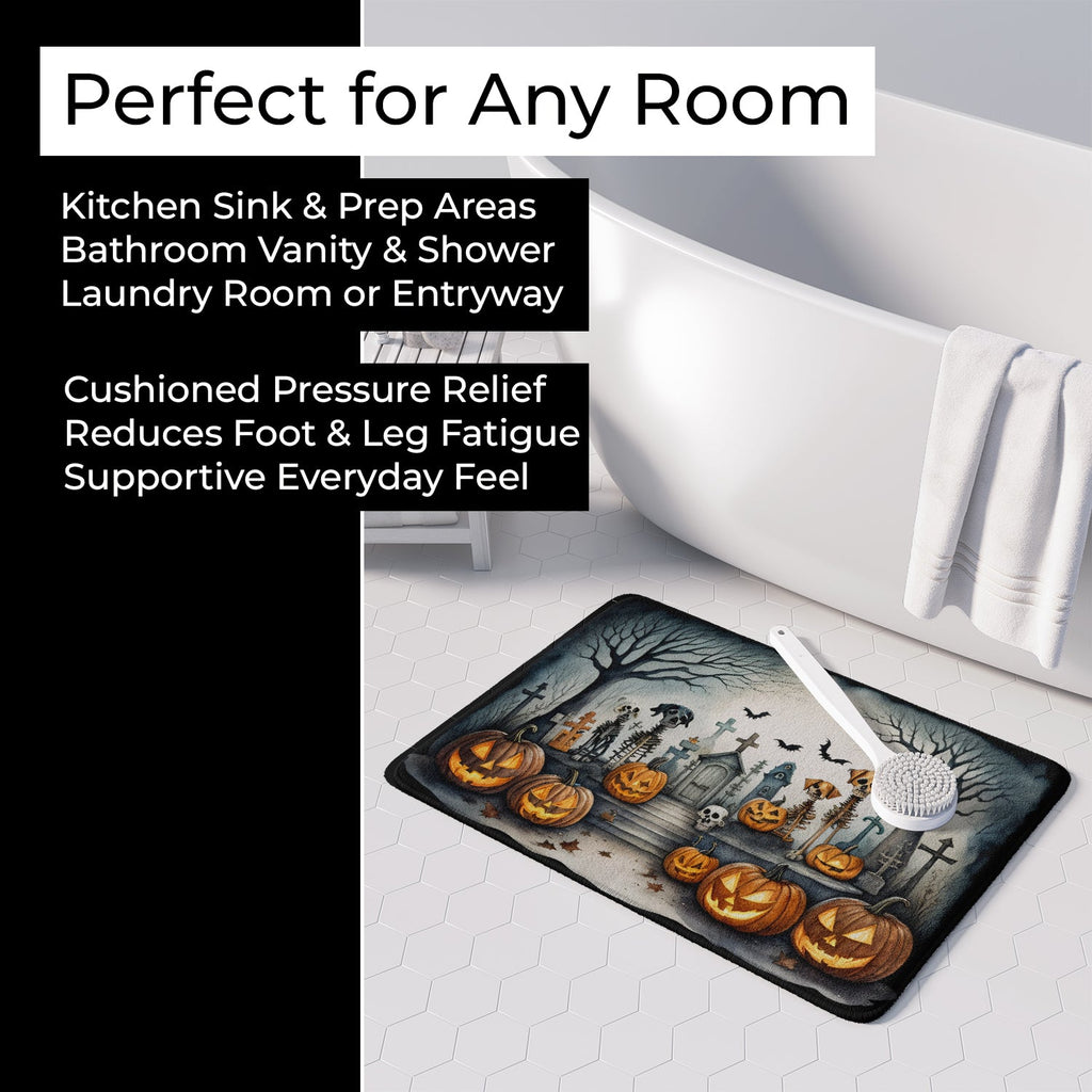 Pet Cemetery Spooky Halloween Memory Foam Kitchen Mat Machine Washable Anti-Fatigue Cushion Comfort Bath or Kitchen Rug