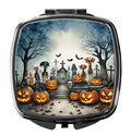 Pet Cemetery Spooky Halloween Compact Mirror Decorative Travel Makeup Mirror for Women Girls Gifts Pocket Makeup Mirror Folding Handheld
