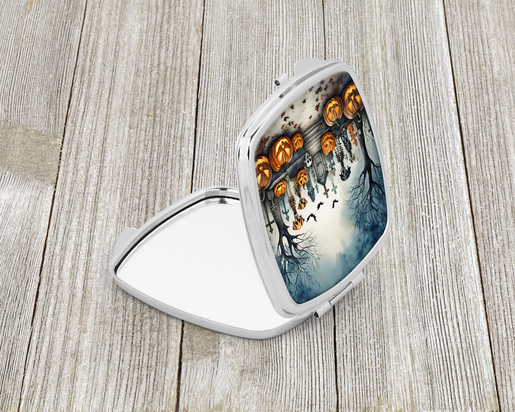 Pet Cemetery Spooky Halloween Compact Mirror Decorative Travel Makeup Mirror for Women Girls Gifts Pocket Makeup Mirror Folding Handheld