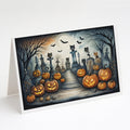 Cat Cemetery Spooky Halloween Greeting Cards Pack of 8 Blank Cards with Envelopes Whimsical A7 Size 5x7
