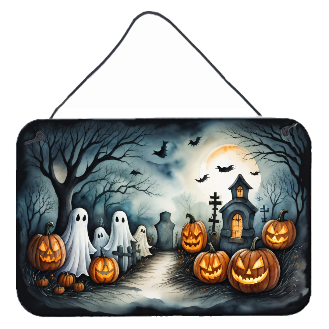 Ghosts Spooky Halloween Wall or Door Hanging Prints Aluminum Metal Sign Kitchen Wall Bar Bathroom Plaque Home Decor, 8HX12W, Multicolor