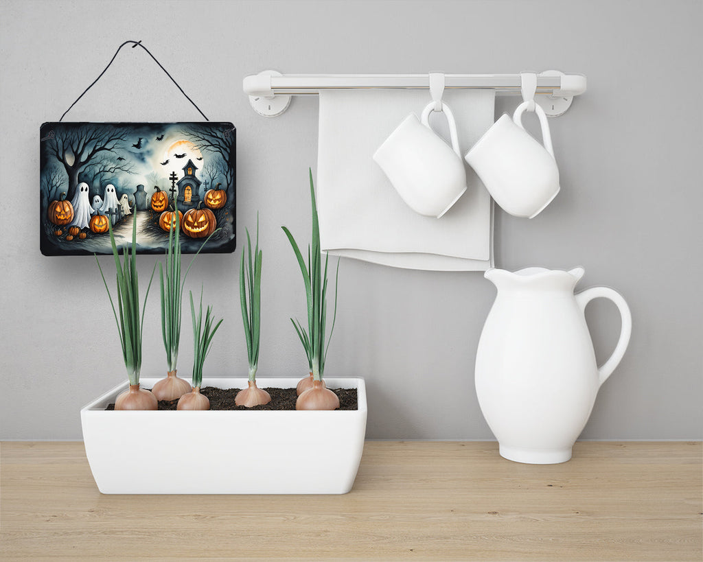 Ghosts Spooky Halloween Wall or Door Hanging Prints Aluminum Metal Sign Kitchen Wall Bar Bathroom Plaque Home Decor, 8HX12W, Multicolor