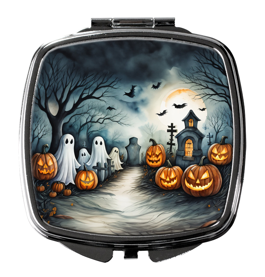 Ghosts Spooky Halloween Compact Mirror Decorative Travel Makeup Mirror for Women Girls Gifts Pocket Makeup Mirror Folding Handheld