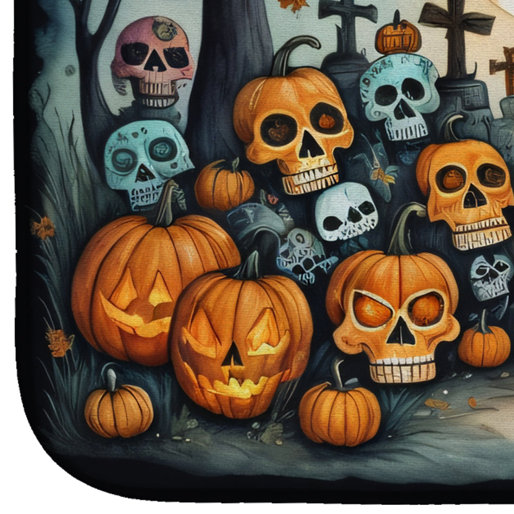 Calaveras Sugar Skulls Spooky Halloween Dish Drying Mat Absorbent Dish Drying Mat Pad for Kitchen Counter Dish Drainer Mat for Countertop, 14 x 21", Multicolor