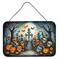 Calaveras Sugar Skulls Spooky Halloween Wall or Door Hanging Prints Aluminum Metal Sign Kitchen Wall Bar Bathroom Plaque Home Decor, 8HX12W, Multicolor
