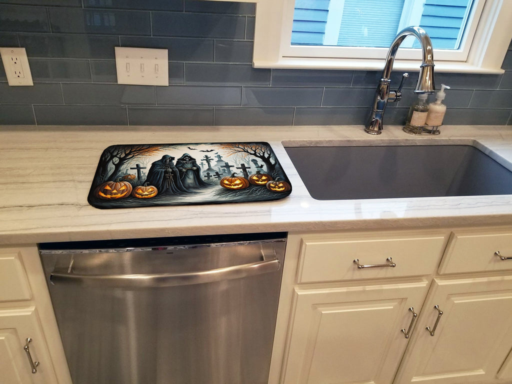 The Grim Reaper Spooky Halloween Dish Drying Mat Absorbent Dish Drying Mat Pad for Kitchen Counter Dish Drainer Mat for Countertop, 14 x 21", Multicolor