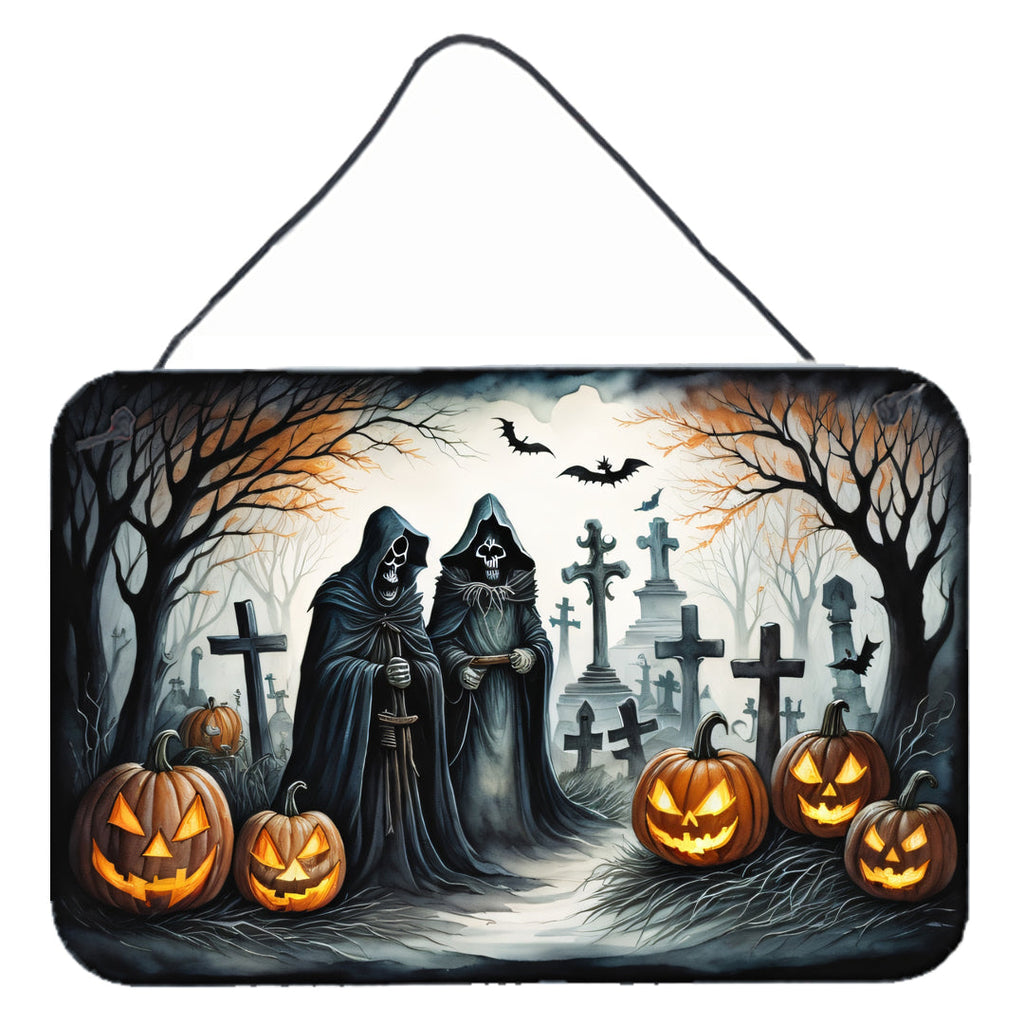 The Grim Reaper Spooky Halloween Wall or Door Hanging Prints Aluminum Metal Sign Kitchen Wall Bar Bathroom Plaque Home Decor, 8HX12W, Multicolor