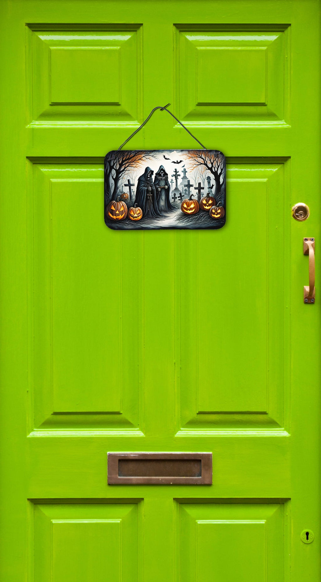 The Grim Reaper Spooky Halloween Wall or Door Hanging Prints Aluminum Metal Sign Kitchen Wall Bar Bathroom Plaque Home Decor, 8HX12W, Multicolor