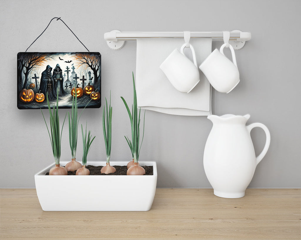 The Grim Reaper Spooky Halloween Wall or Door Hanging Prints Aluminum Metal Sign Kitchen Wall Bar Bathroom Plaque Home Decor, 8HX12W, Multicolor