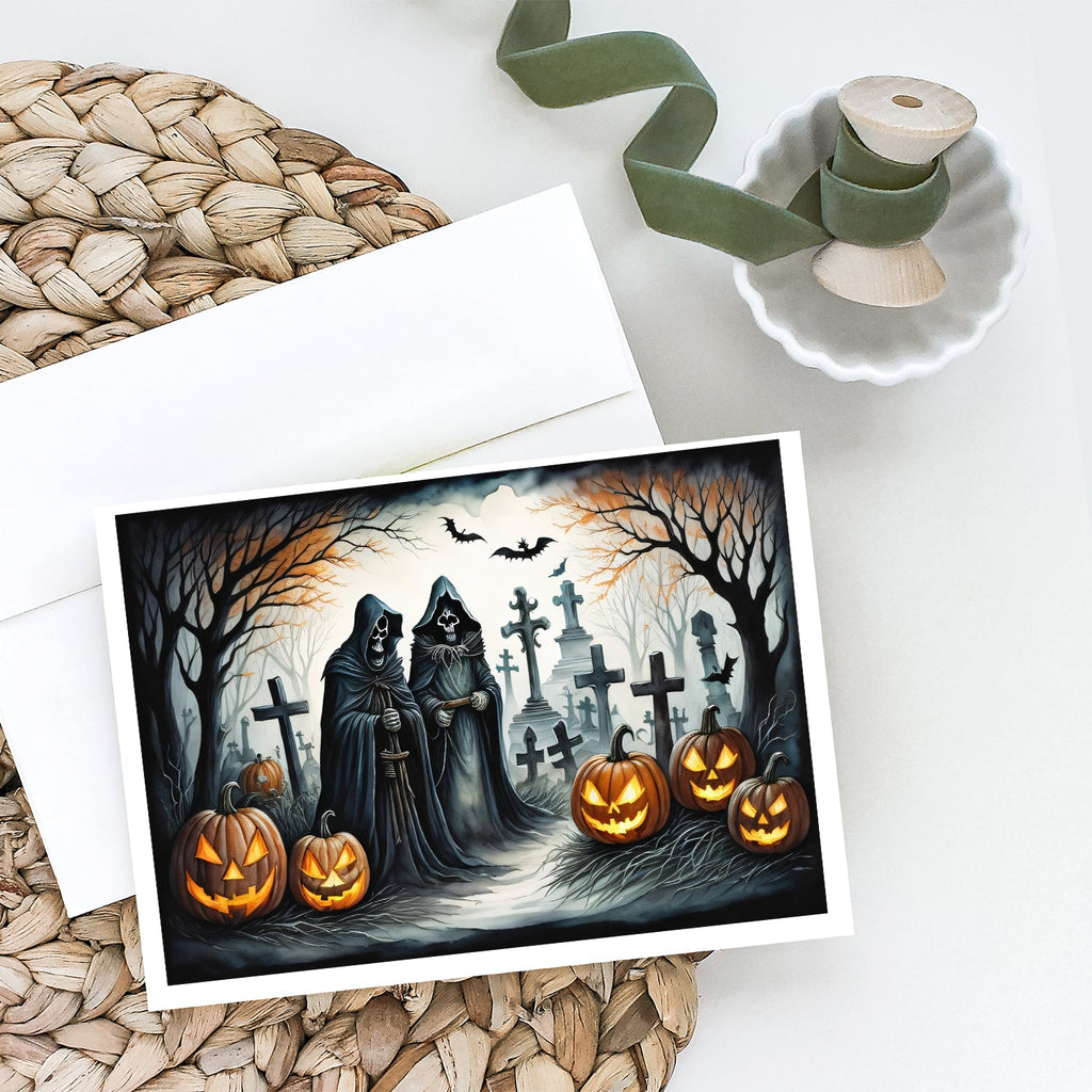 The Grim Reaper Spooky Halloween Greeting Cards Pack of 8 Blank Cards with Envelopes Whimsical A7 Size 5x7