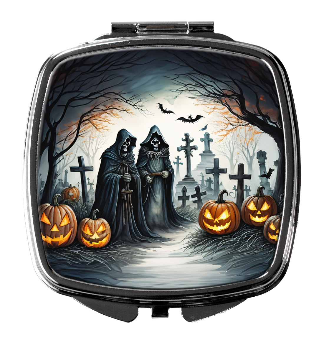 The Grim Reaper Spooky Halloween Compact Mirror Decorative Travel Makeup Mirror for Women Girls Gifts Pocket Makeup Mirror Folding Handheld