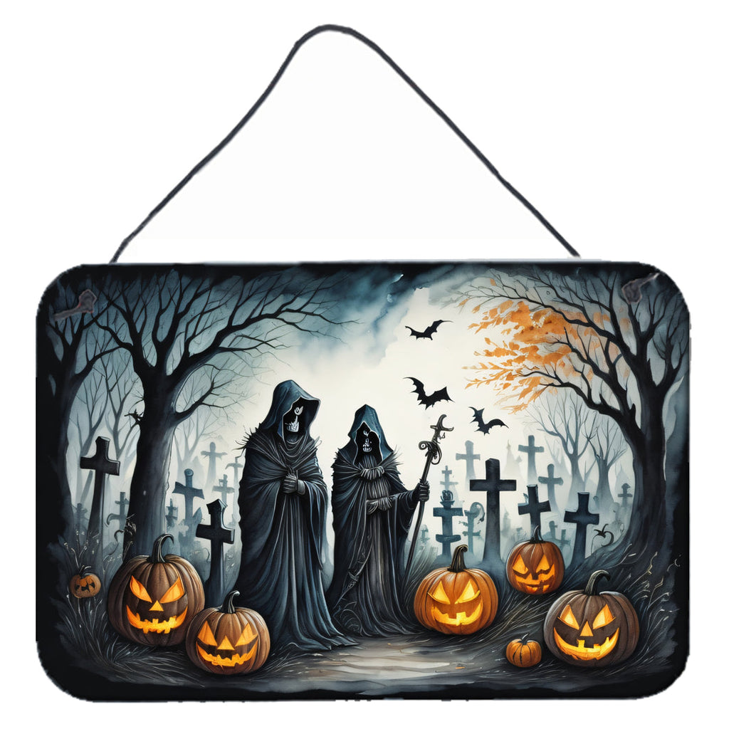 The Grim Reaper Spooky Halloween Wall or Door Hanging Prints Aluminum Metal Sign Kitchen Wall Bar Bathroom Plaque Home Decor, 8HX12W, Multicolor