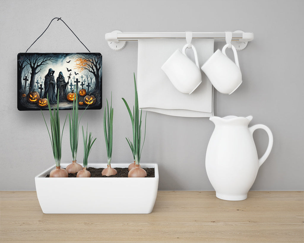 The Grim Reaper Spooky Halloween Wall or Door Hanging Prints Aluminum Metal Sign Kitchen Wall Bar Bathroom Plaque Home Decor, 8HX12W, Multicolor