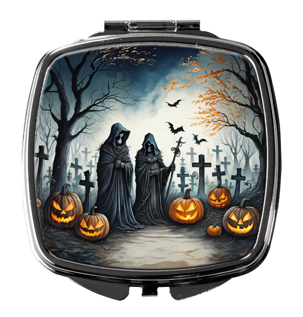 The Grim Reaper Spooky Halloween Compact Mirror Decorative Travel Makeup Mirror for Women Girls Gifts Pocket Makeup Mirror Folding Handheld