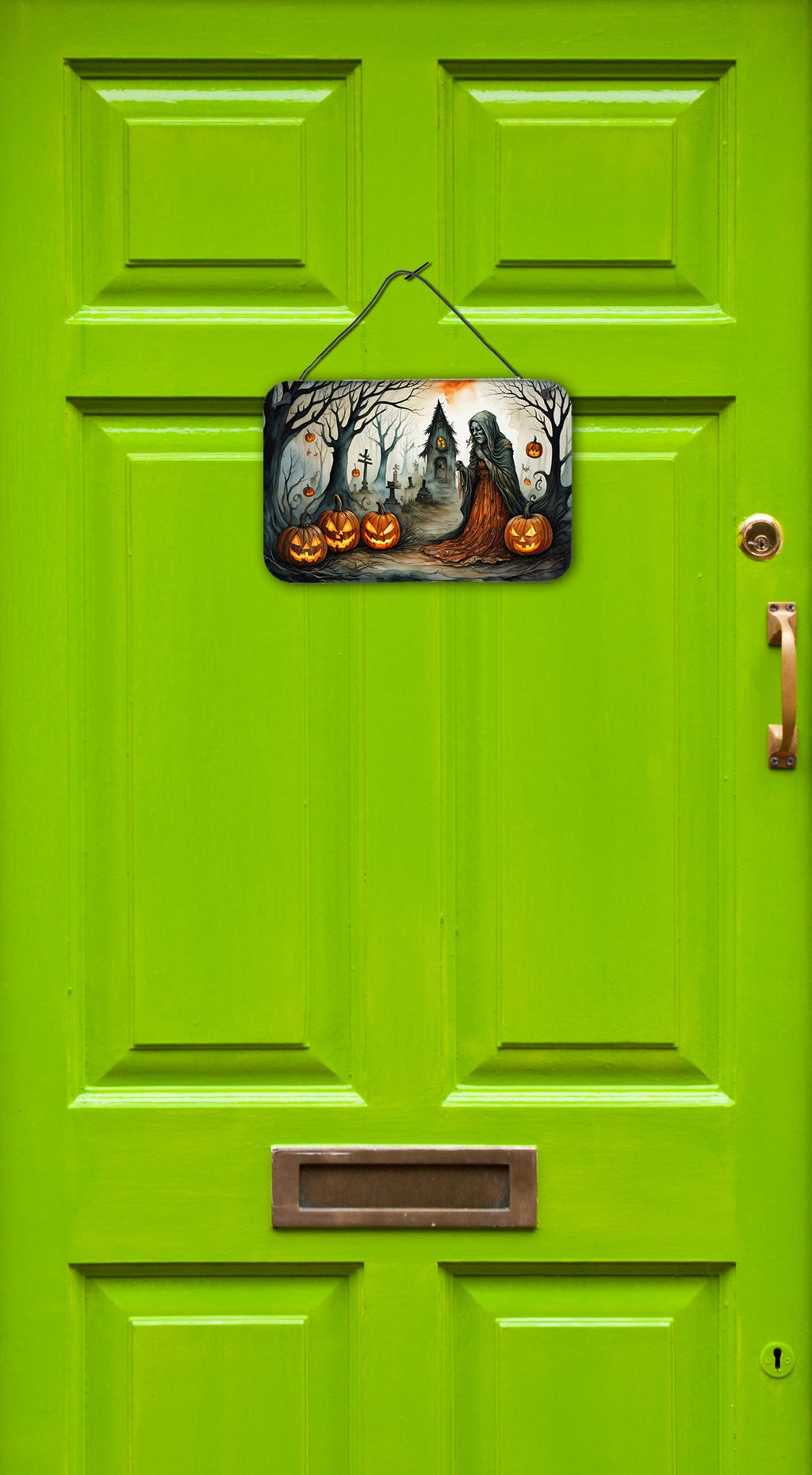 The Weeping Woman Spooky Halloween Wall or Door Hanging Prints Aluminum Metal Sign Kitchen Wall Bar Bathroom Plaque Home Decor, 8HX12W, Multicolor