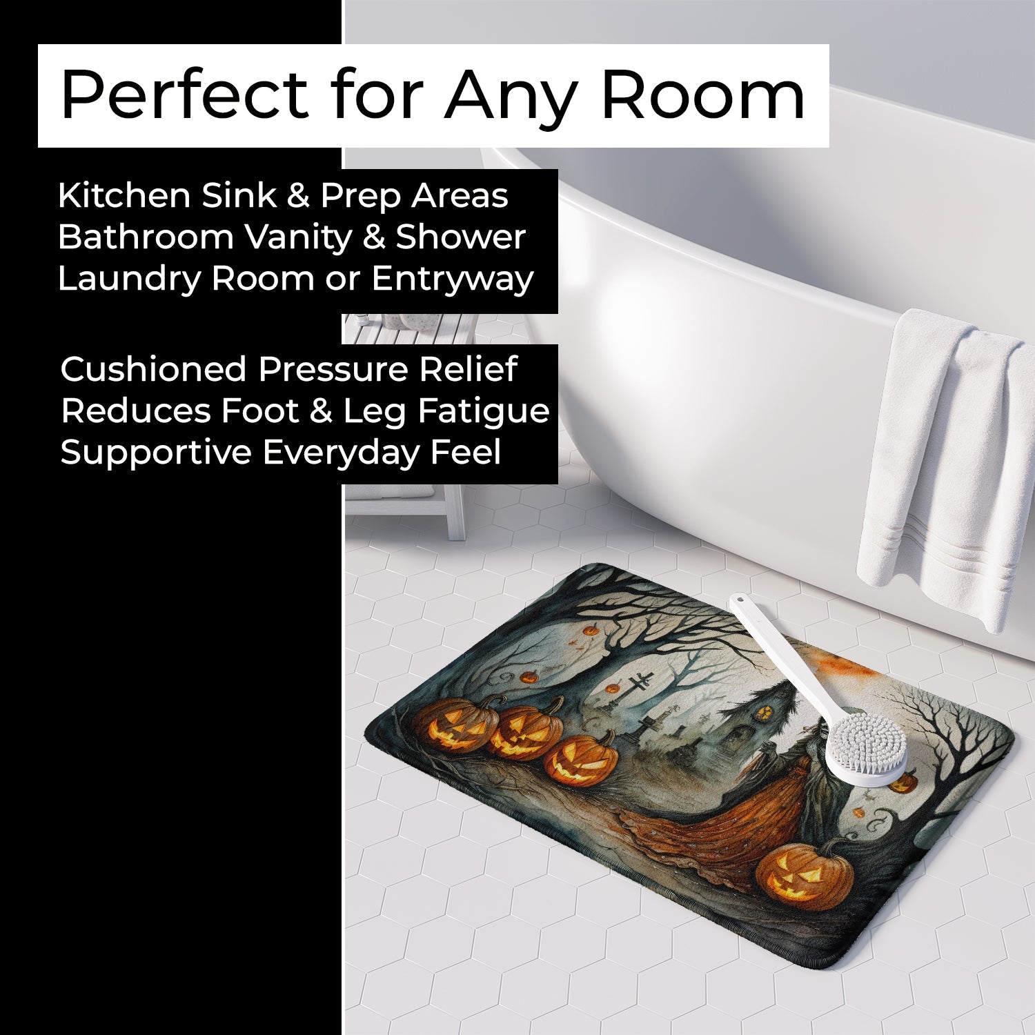 The Weeping Woman Spooky Halloween Memory Foam Kitchen Mat Machine Washable Anti-Fatigue Cushion Comfort Bath or Kitchen Rug