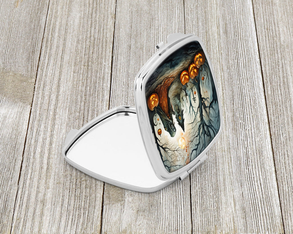 The Weeping Woman Spooky Halloween Compact Mirror Decorative Travel Makeup Mirror for Women Girls Gifts Pocket Makeup Mirror Folding Handheld