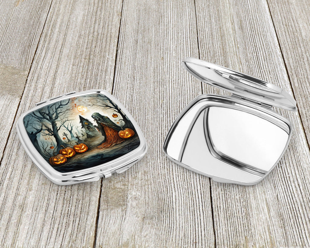 The Weeping Woman Spooky Halloween Compact Mirror Decorative Travel Makeup Mirror for Women Girls Gifts Pocket Makeup Mirror Folding Handheld