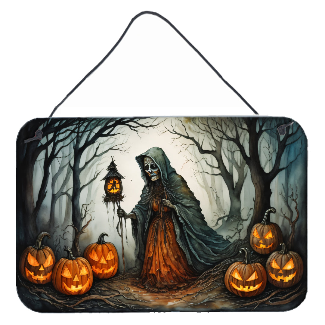 The Weeping Woman Spooky Halloween Wall or Door Hanging Prints Aluminum Metal Sign Kitchen Wall Bar Bathroom Plaque Home Decor, 8HX12W, Multicolor