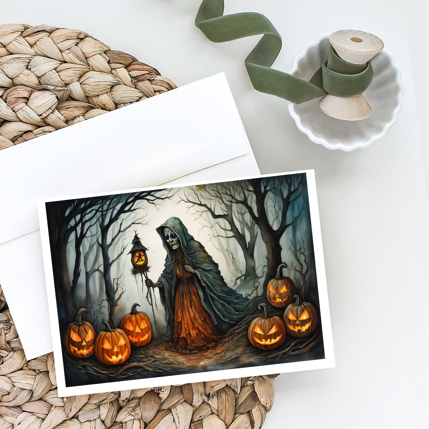 The Weeping Woman Spooky Halloween Greeting Cards Pack of 8 Blank Cards with Envelopes Whimsical A7 Size 5x7