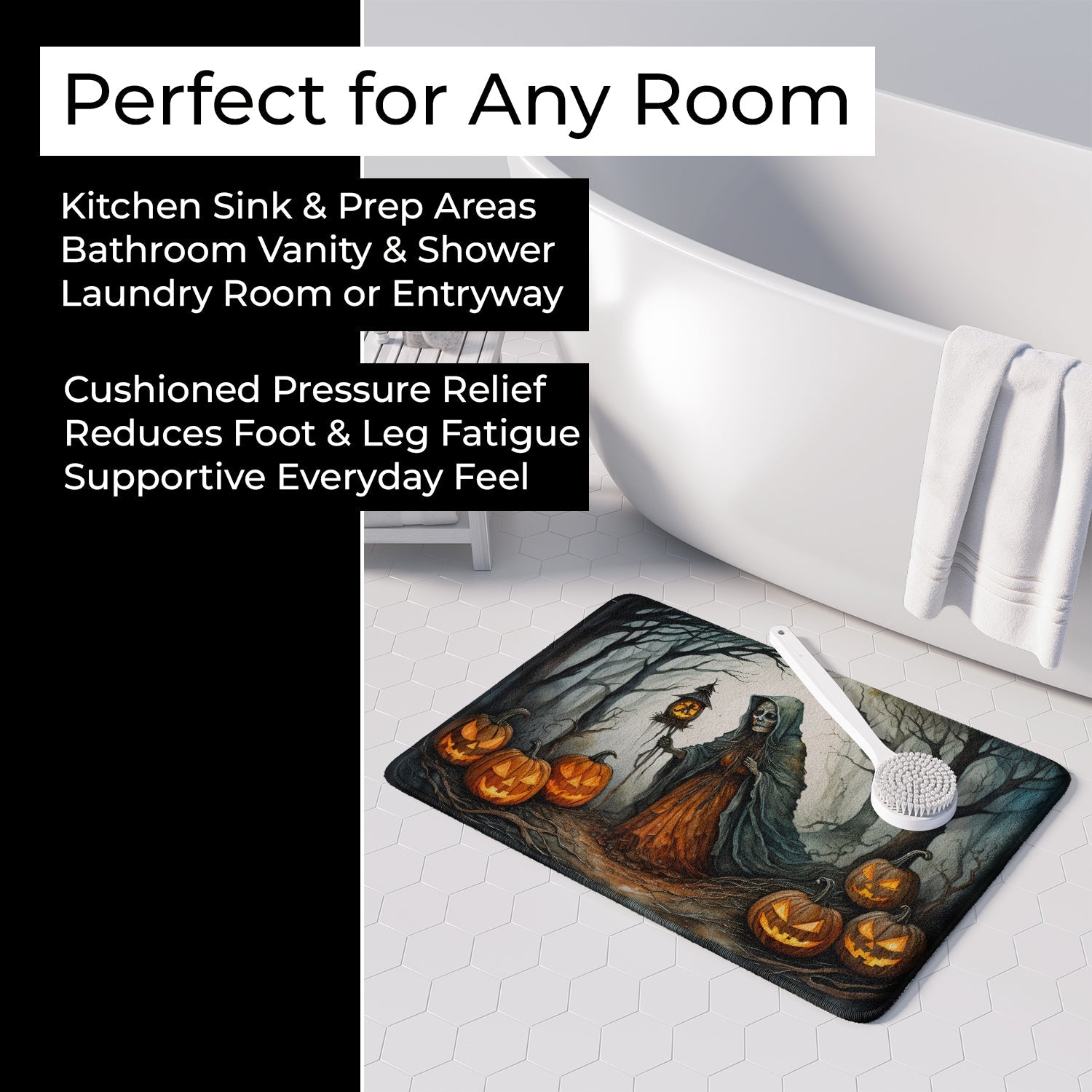 The Weeping Woman Spooky Halloween Memory Foam Kitchen Mat Machine Washable Anti-Fatigue Cushion Comfort Bath or Kitchen Rug