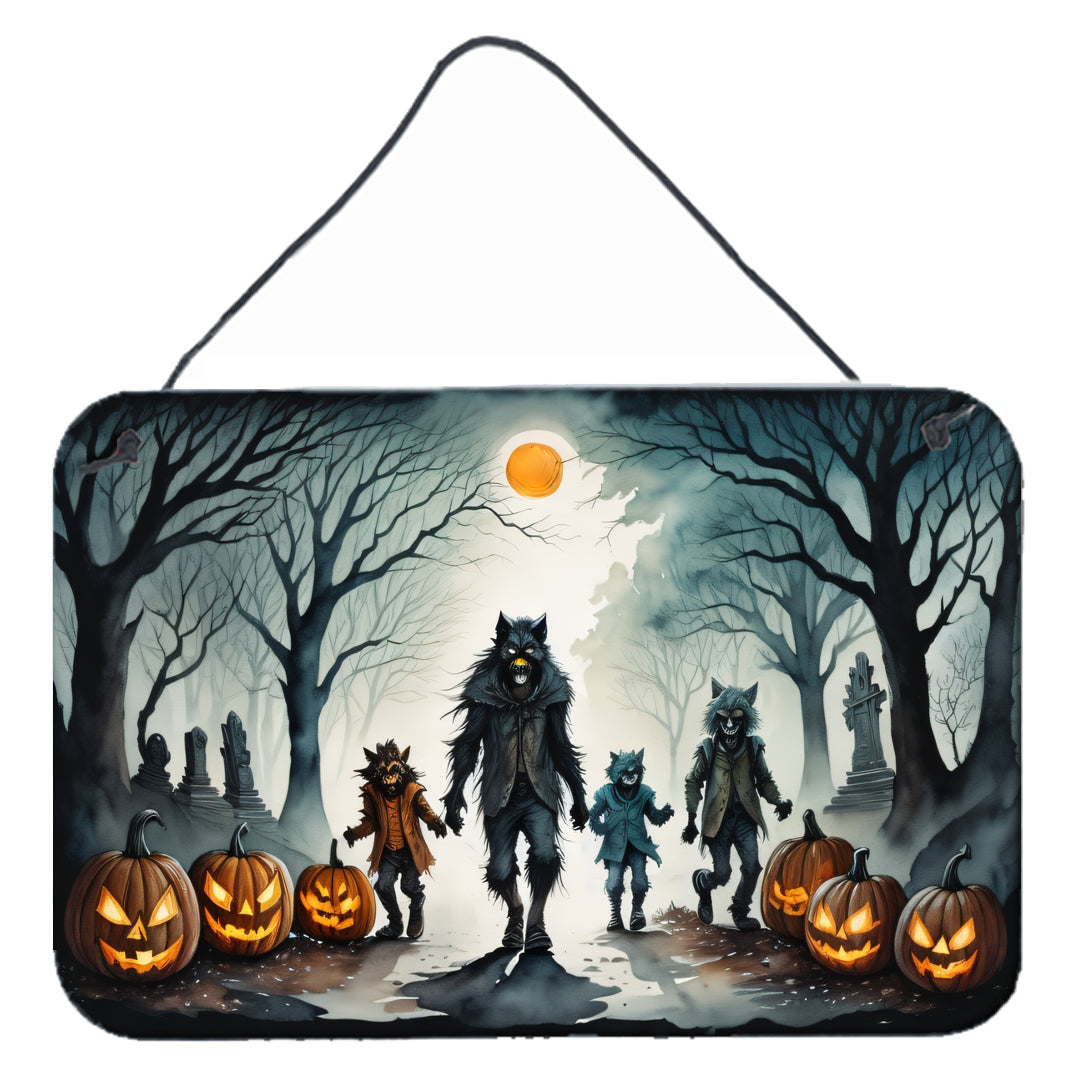Werewolves Spooky Halloween Wall or Door Hanging Prints Aluminum Metal Sign Kitchen Wall Bar Bathroom Plaque Home Decor, 8HX12W, Multicolor