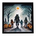 Werewolves Spooky Halloween Framed Metal Print Bathroom, Kitchen, Office, Home Decor Wall Art Ready to Hang, Square, 8X8