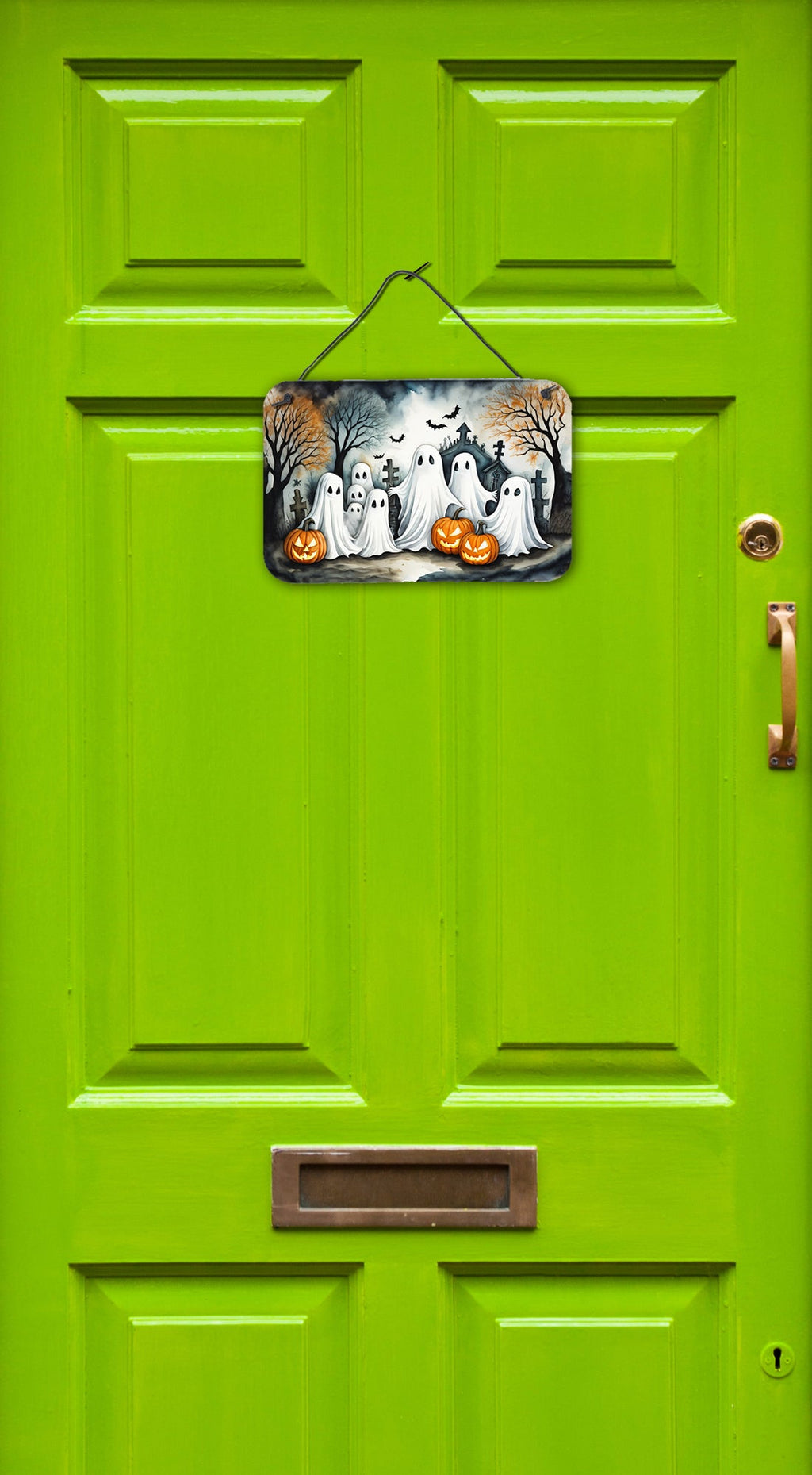 Ghosts Spooky Halloween Wall or Door Hanging Prints Aluminum Metal Sign Kitchen Wall Bar Bathroom Plaque Home Decor, 8HX12W, Multicolor