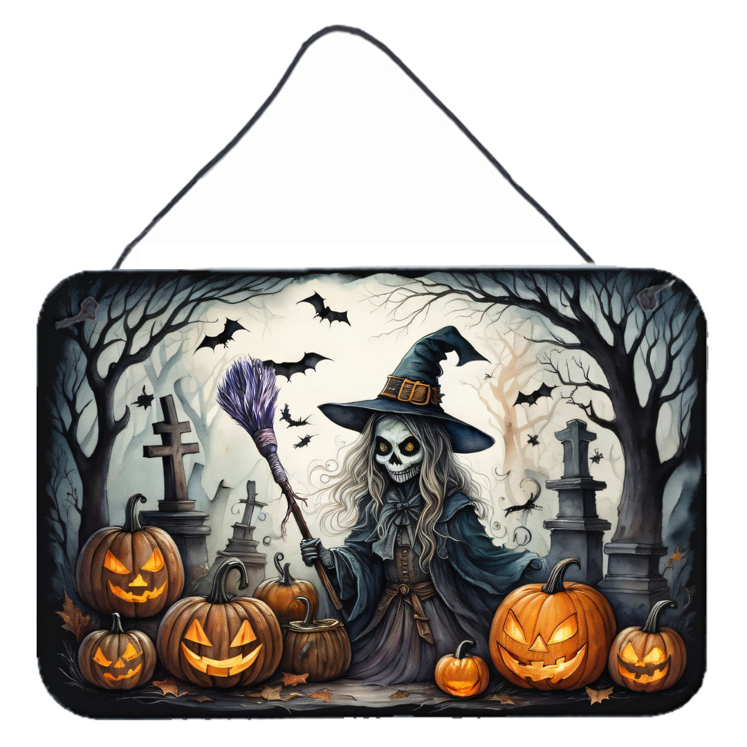 Witch Spooky Halloween Wall or Door Hanging Prints Aluminum Metal Sign Kitchen Wall Bar Bathroom Plaque Home Decor, 8HX12W, Multicolor