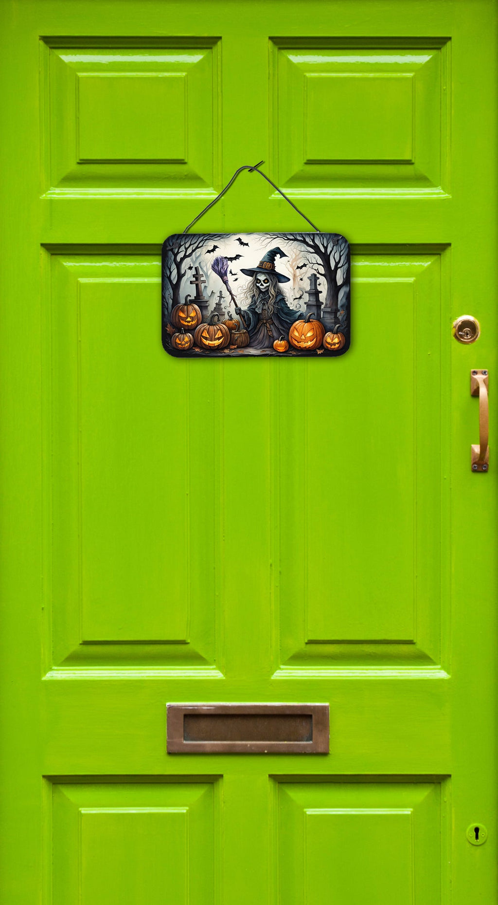 Witch Spooky Halloween Wall or Door Hanging Prints Aluminum Metal Sign Kitchen Wall Bar Bathroom Plaque Home Decor, 8HX12W, Multicolor