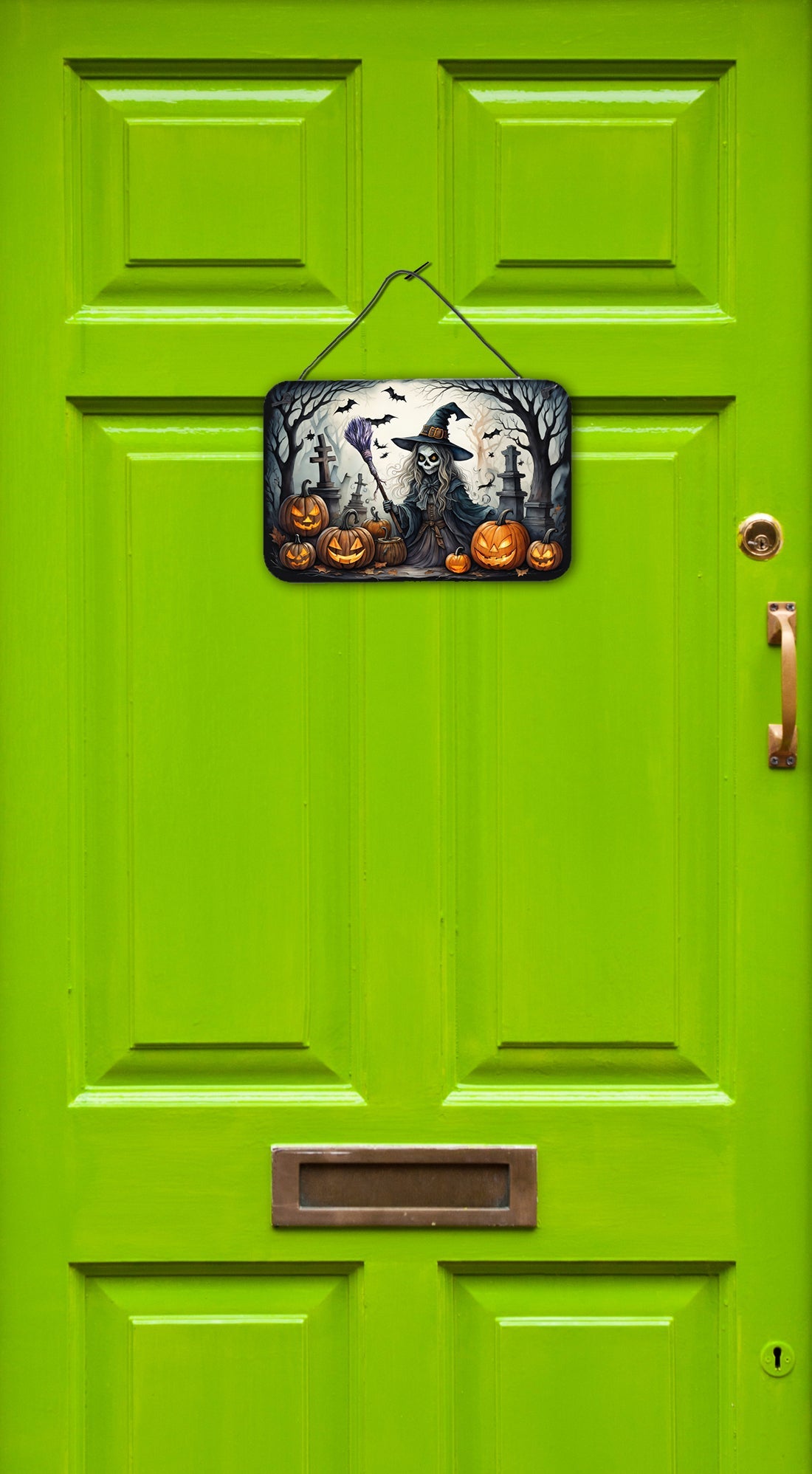 Witch Spooky Halloween Wall or Door Hanging Prints Aluminum Metal Sign Kitchen Wall Bar Bathroom Plaque Home Decor, 8HX12W, Multicolor