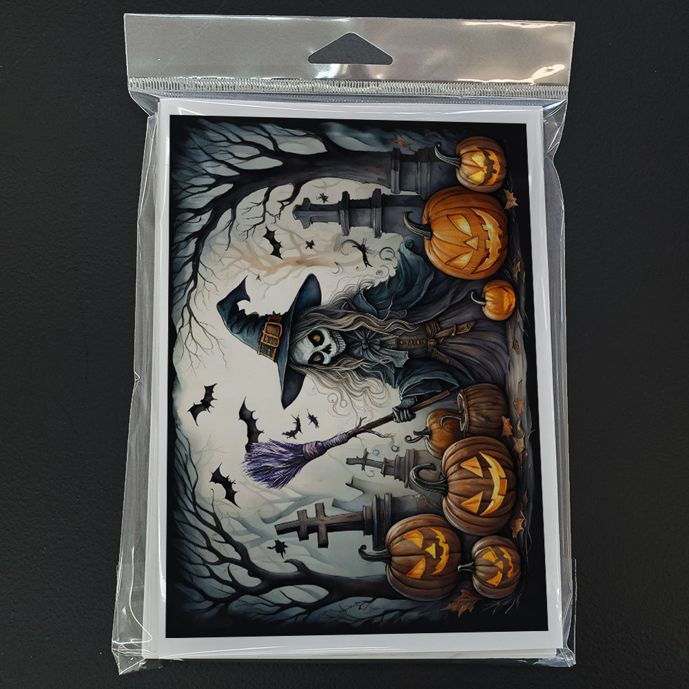Witch Spooky Halloween Greeting Cards Pack of 8 Blank Cards with Envelopes Whimsical A7 Size 5x7