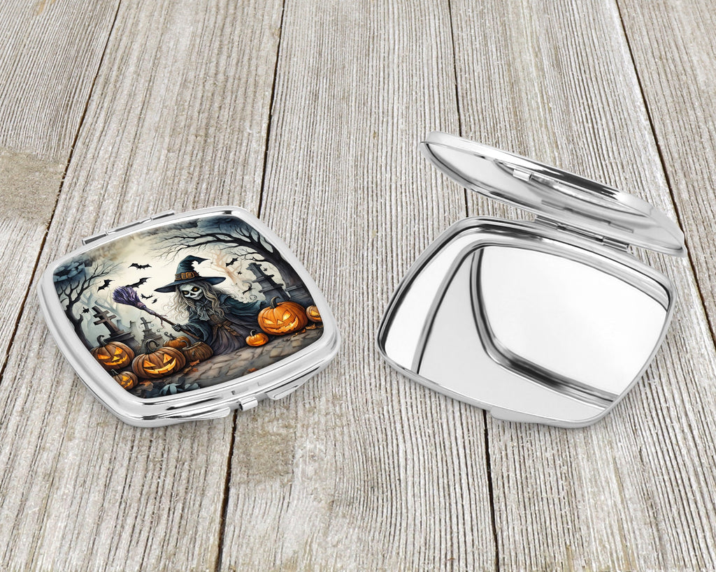 Witch Spooky Halloween Compact Mirror Decorative Travel Makeup Mirror for Women Girls Gifts Pocket Makeup Mirror Folding Handheld