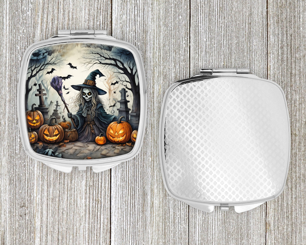 Witch Spooky Halloween Compact Mirror Decorative Travel Makeup Mirror for Women Girls Gifts Pocket Makeup Mirror Folding Handheld