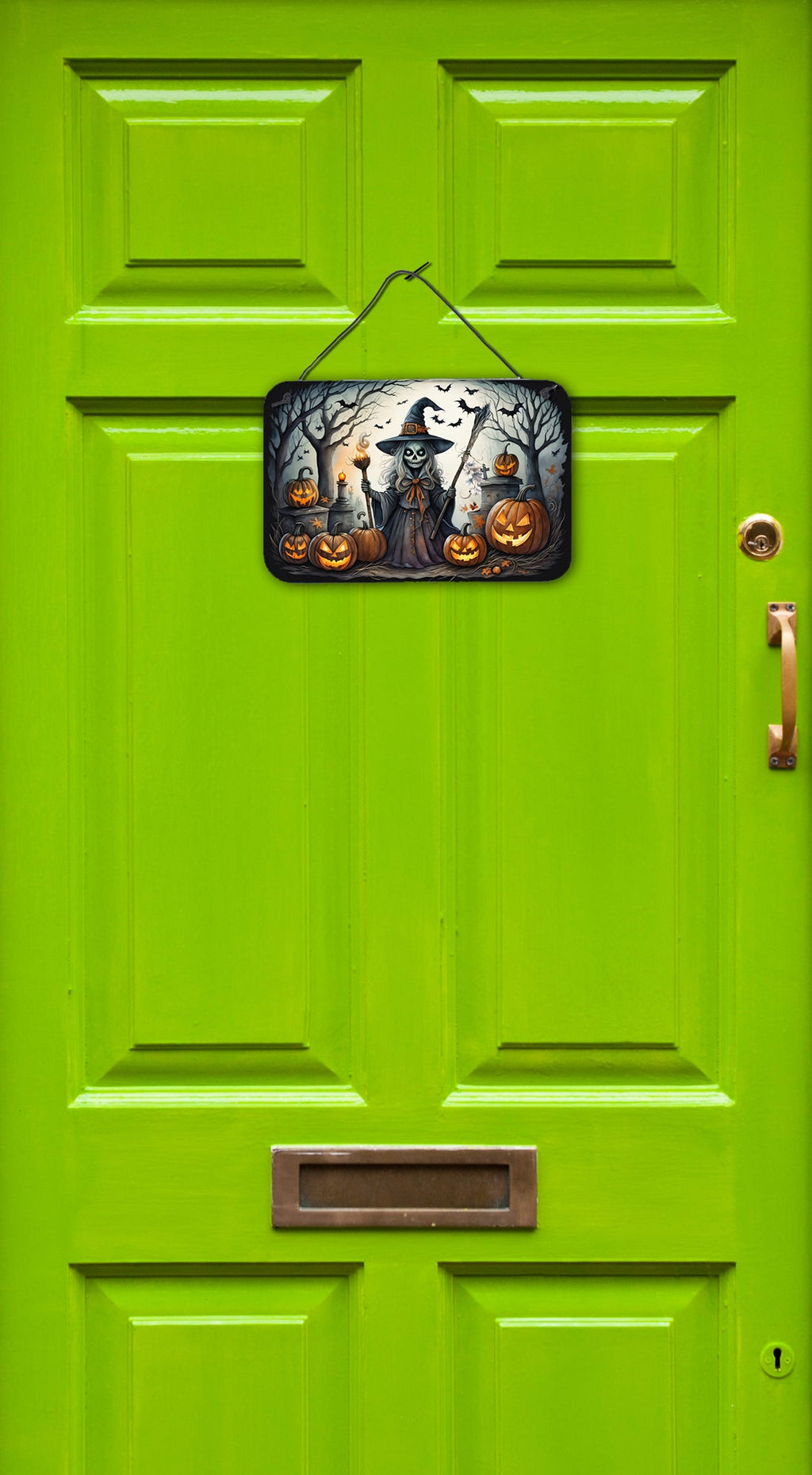 Witch Spooky Halloween Wall or Door Hanging Prints Aluminum Metal Sign Kitchen Wall Bar Bathroom Plaque Home Decor, 8HX12W, Multicolor