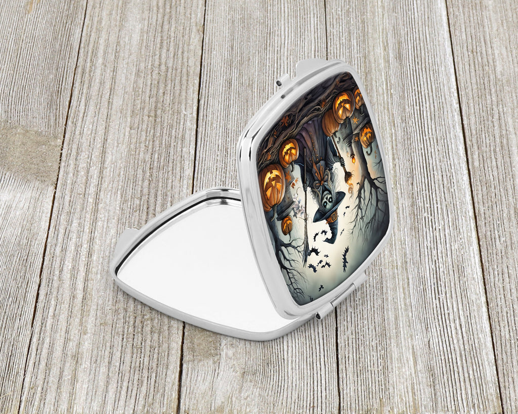 Witch Spooky Halloween Compact Mirror Decorative Travel Makeup Mirror for Women Girls Gifts Pocket Makeup Mirror Folding Handheld