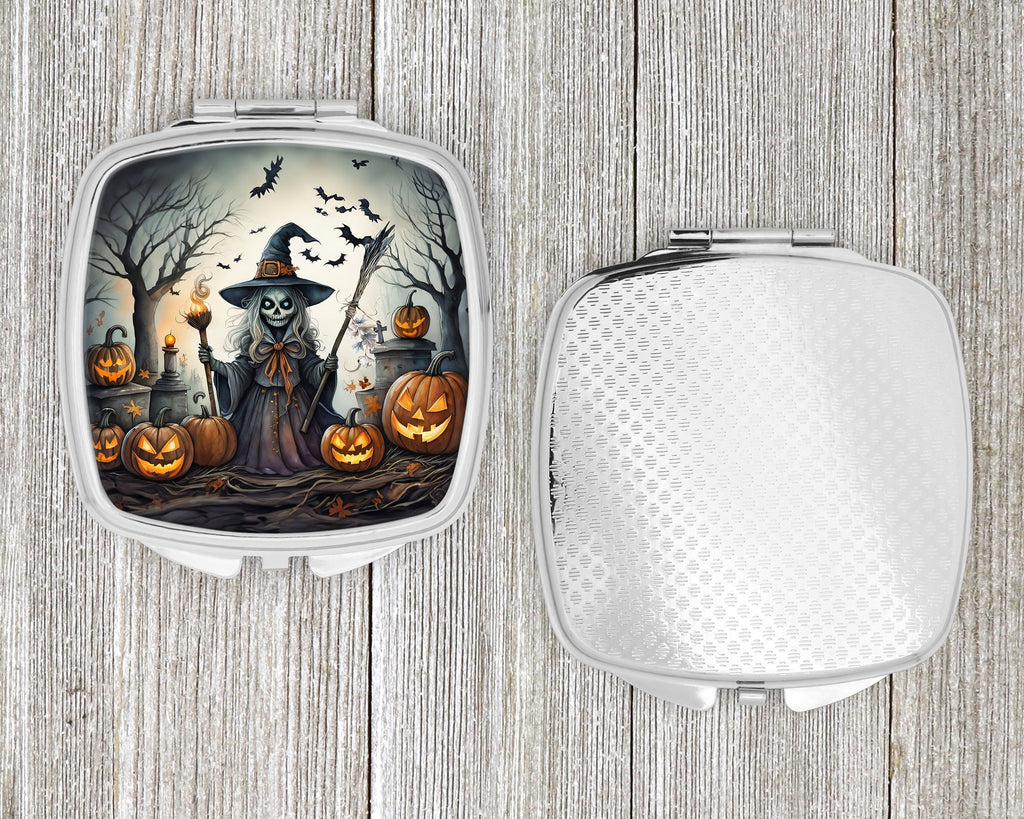 Witch Spooky Halloween Compact Mirror Decorative Travel Makeup Mirror for Women Girls Gifts Pocket Makeup Mirror Folding Handheld