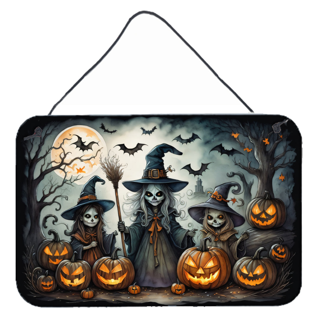 Witches Spooky Halloween Wall or Door Hanging Prints Aluminum Metal Sign Kitchen Wall Bar Bathroom Plaque Home Decor, 8HX12W, Multicolor