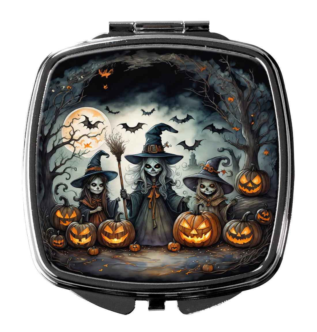 Witches Spooky Halloween Compact Mirror Decorative Travel Makeup Mirror for Women Girls Gifts Pocket Makeup Mirror Folding Handheld