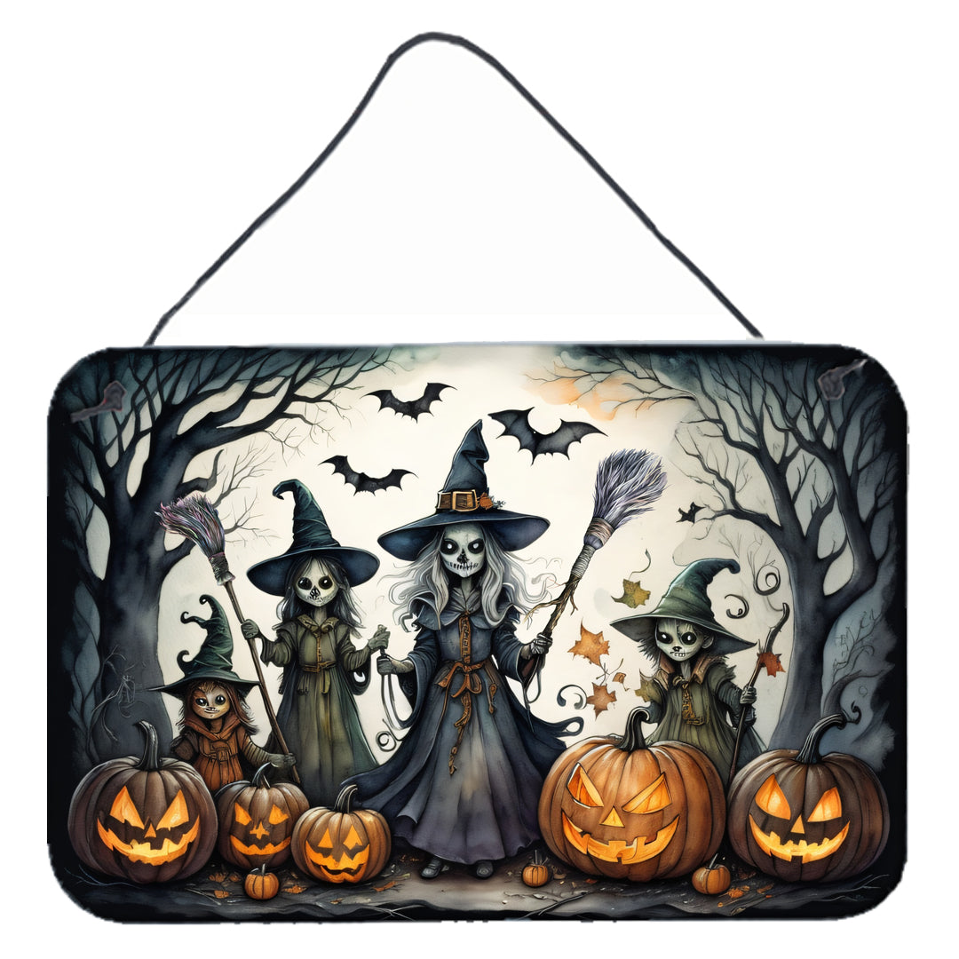 Witches Spooky Halloween Wall or Door Hanging Prints Aluminum Metal Sign Kitchen Wall Bar Bathroom Plaque Home Decor, 8HX12W, Multicolor