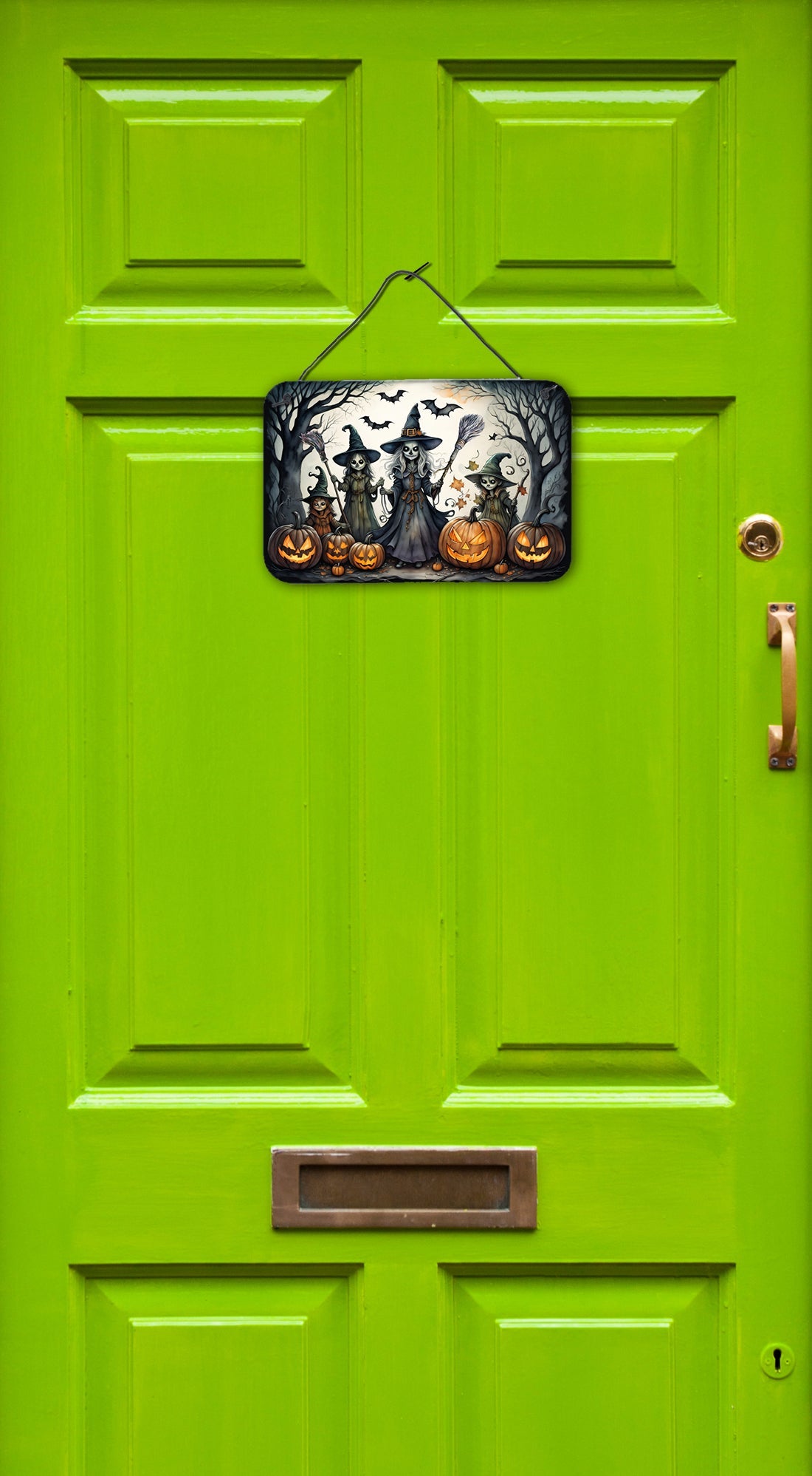 Witches Spooky Halloween Wall or Door Hanging Prints Aluminum Metal Sign Kitchen Wall Bar Bathroom Plaque Home Decor, 8HX12W, Multicolor